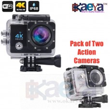 OkaeYa-4K Waterproof Sports Action Camera - 4K Ultra HD, 16MP,2 Inch LCD Display With Action Camera 1080p 2-Inch Lcd 140 Degree Wide Angle Lens